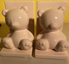 Beriwinkle Ceramic Bear Bookends 1 Pair Pink Great For Nurser Children Room