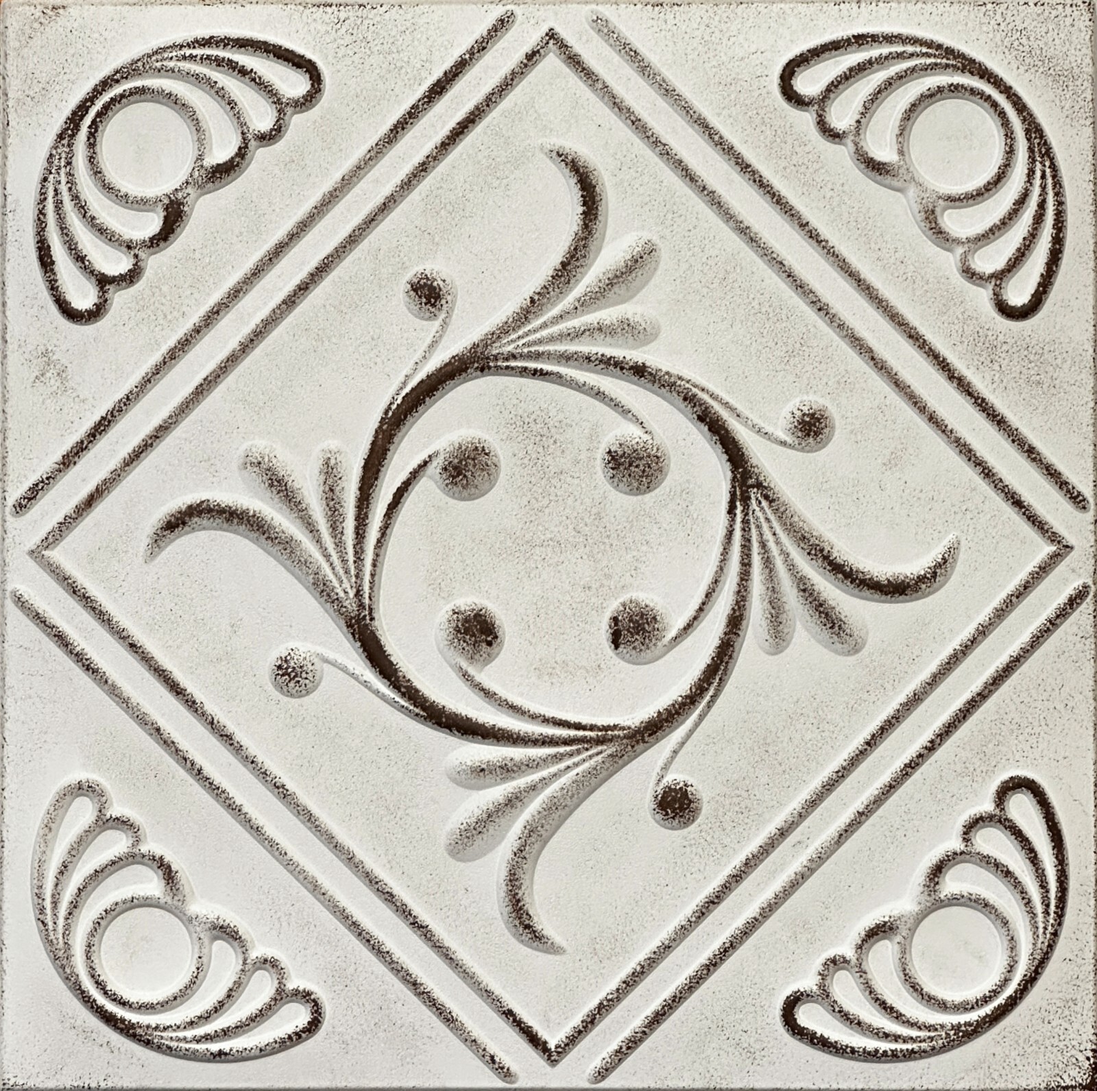 Aged Decorative Ceiling Tiles Styrofoam 20x20 R2 White Washed Brown Hand Painted gallery