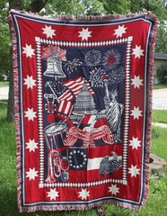 Tapestry Throw Picnic Blanket Goodwin Weavers Patriotic 4th of July MADE IN USA