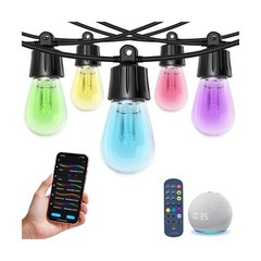150ft String Lights for Outside, Smart RGB IC Warm White Patio Lights Outdoor…