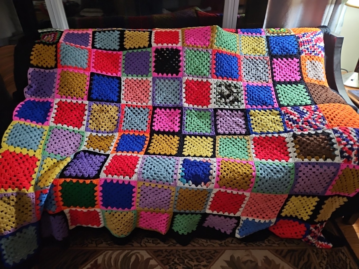 Granny Square Afghan Blanket Multicolor 72 x 73 gallery