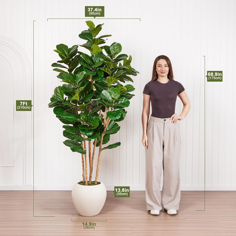 7FT Artificial Fiddle Leaf Fig Tree with White Planter for Home Decor gallery