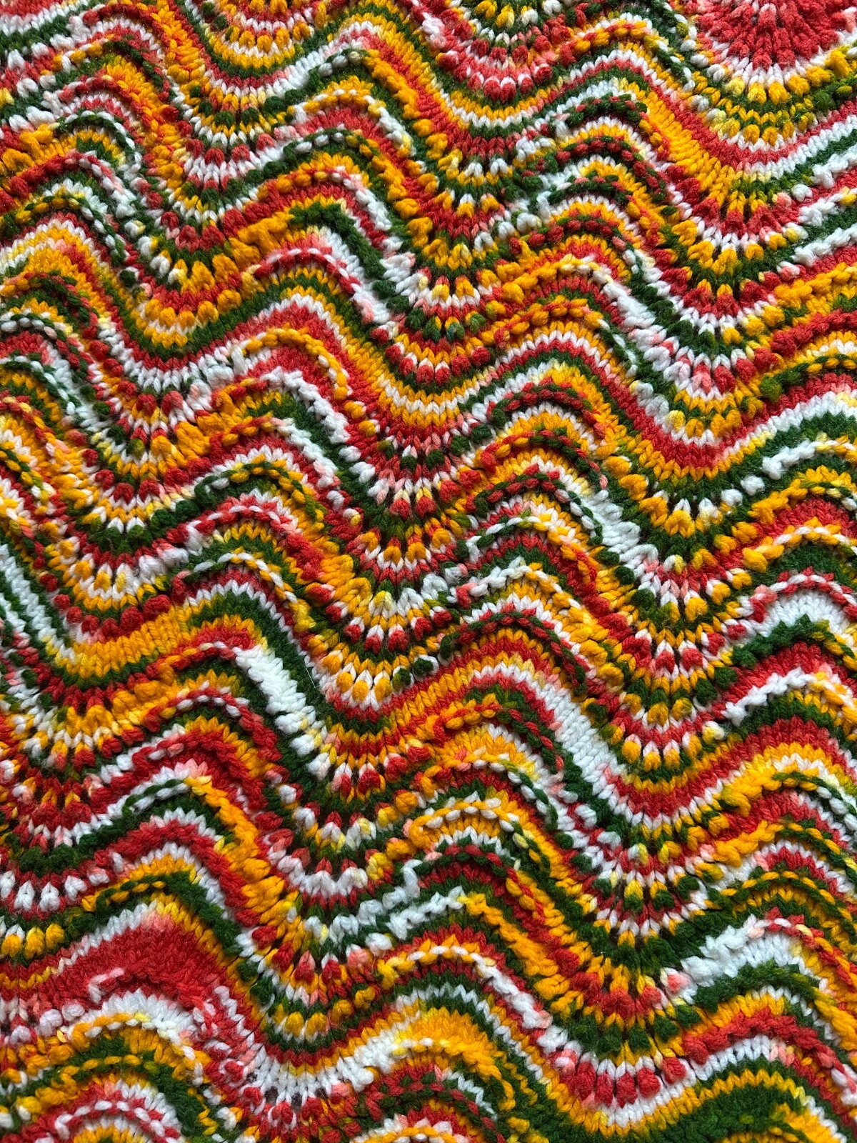Handmade Crochet Chevron Pattern Blanket Afghan Fall Colors Scallop 63" X 43" gallery