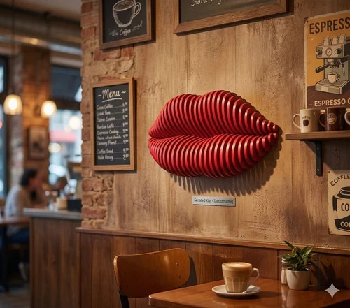 3D Beautiful Red Finished Contemporary Abstract Lips Wall Decor – Art Sculpture gallery