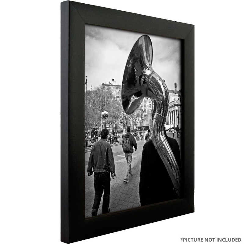 Craig Frames 1" Wide Modern Satin Black Picture Frames, Uncommon Sizes 4x9-17x33 gallery