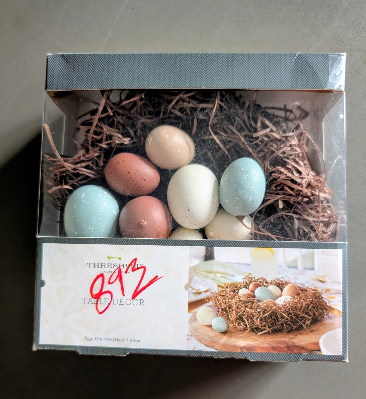 Threshold Table Decor. 1 Nest & 10 Colored Eggs. 7 in. gallery
