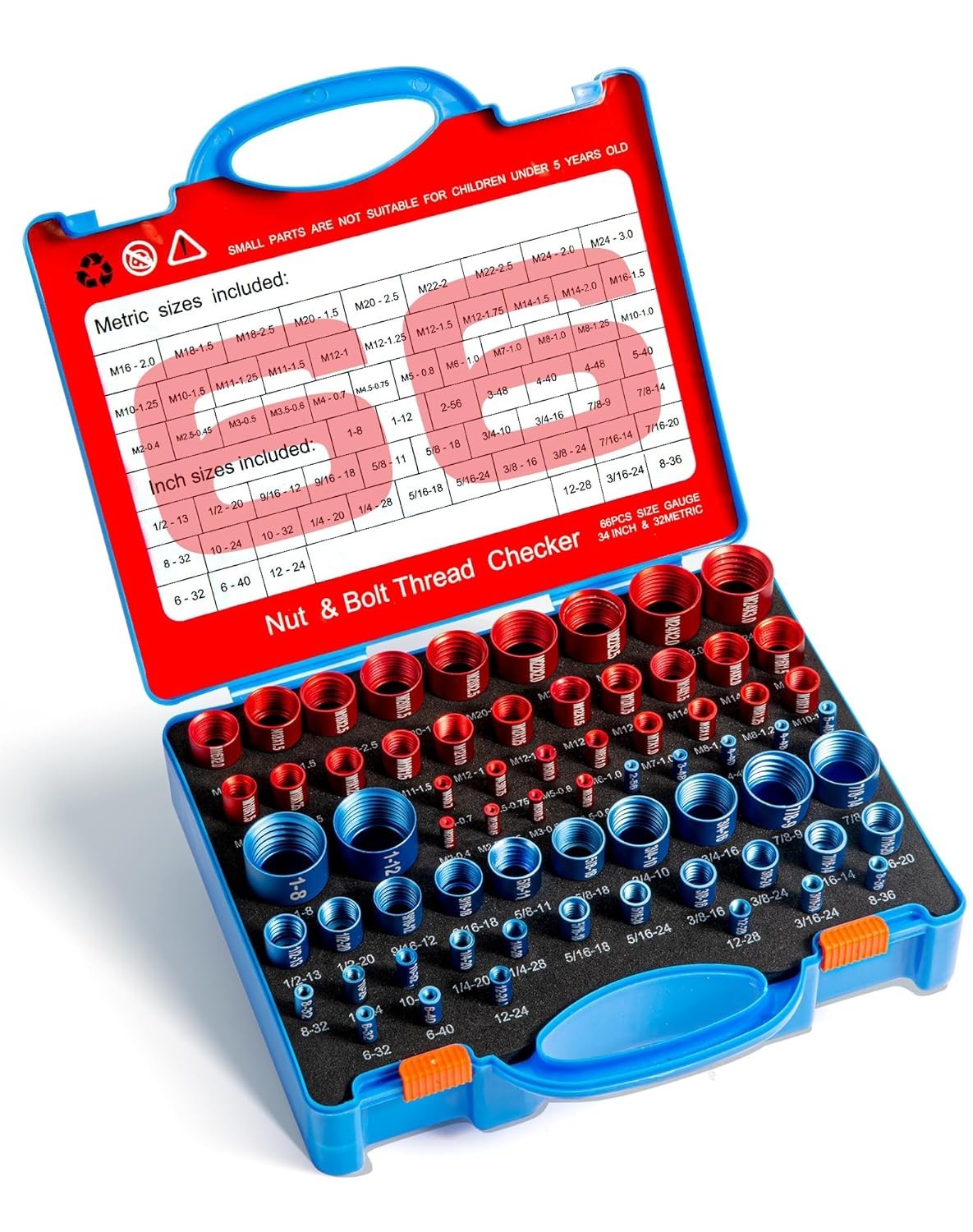 Nut and Bolt Thread Checker Kit 66Piece SAE Metric Thread Gauge Precision-Cut gallery