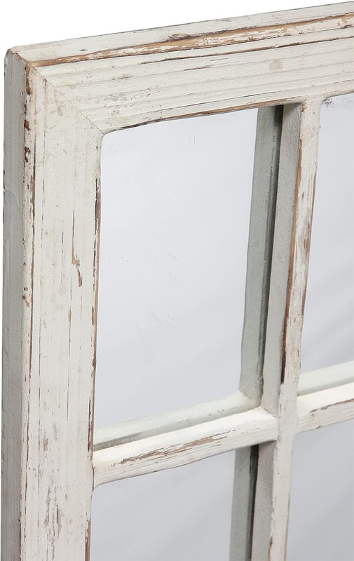 Rustic Small Window Pane Mirror Wall Decor 11 X 16 Inches, Hanging Distressed gallery