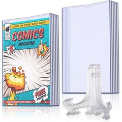 Comic Book Display Case Set, Include Comic Book Sleeves and Clear Plastic Easels