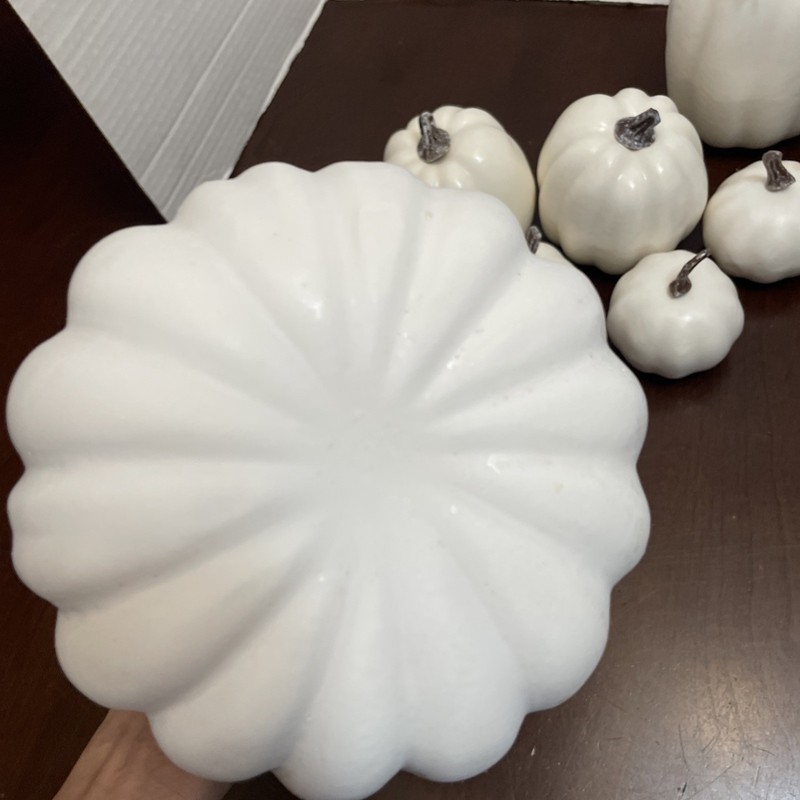 Artificial Pumpkins Assorted Sizes Rustic Harvest White Fall Decor Halloween gallery