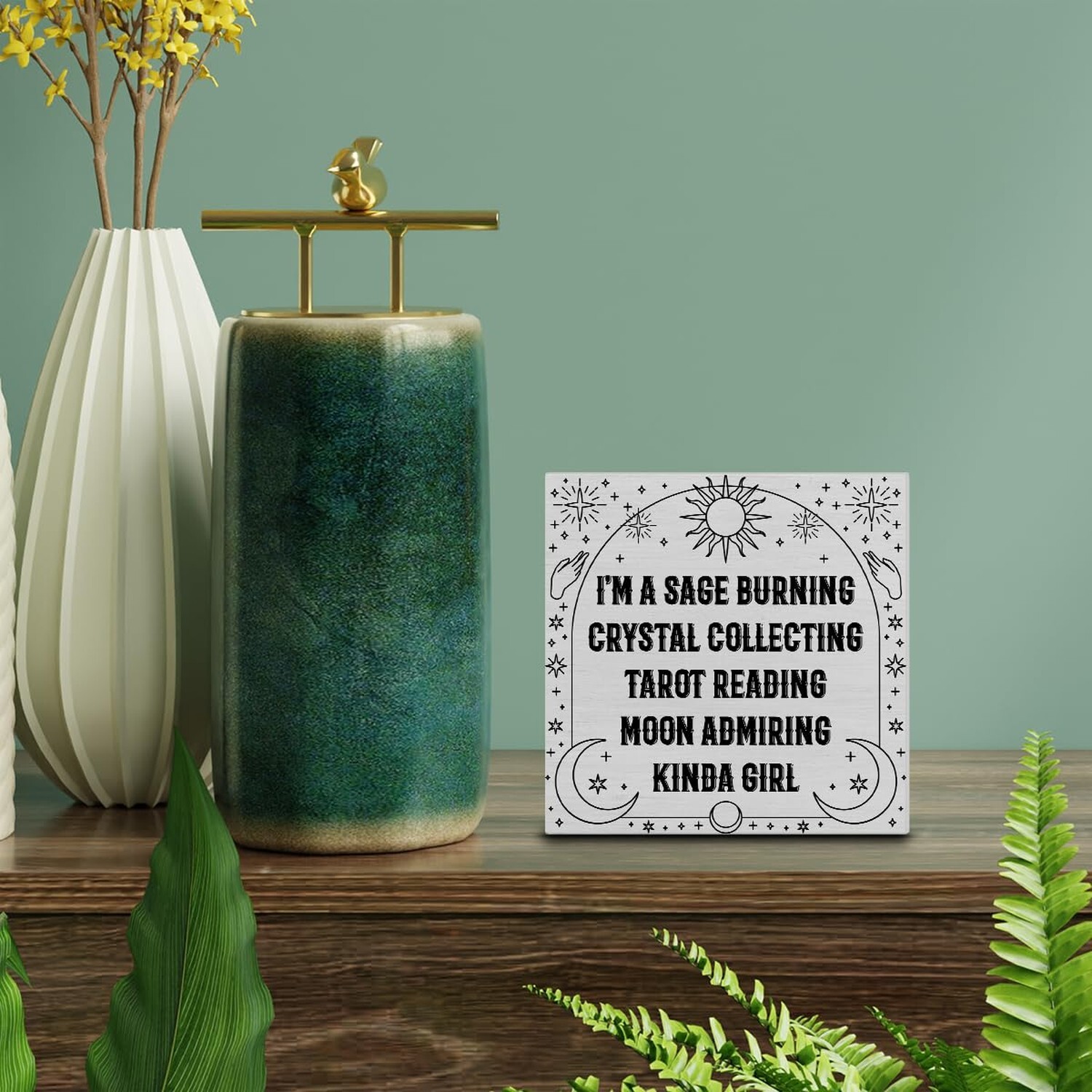 Rustic Witch Wooden Box Sign Desk Decor, I'm a Sage Burning Crystal Collectin... gallery