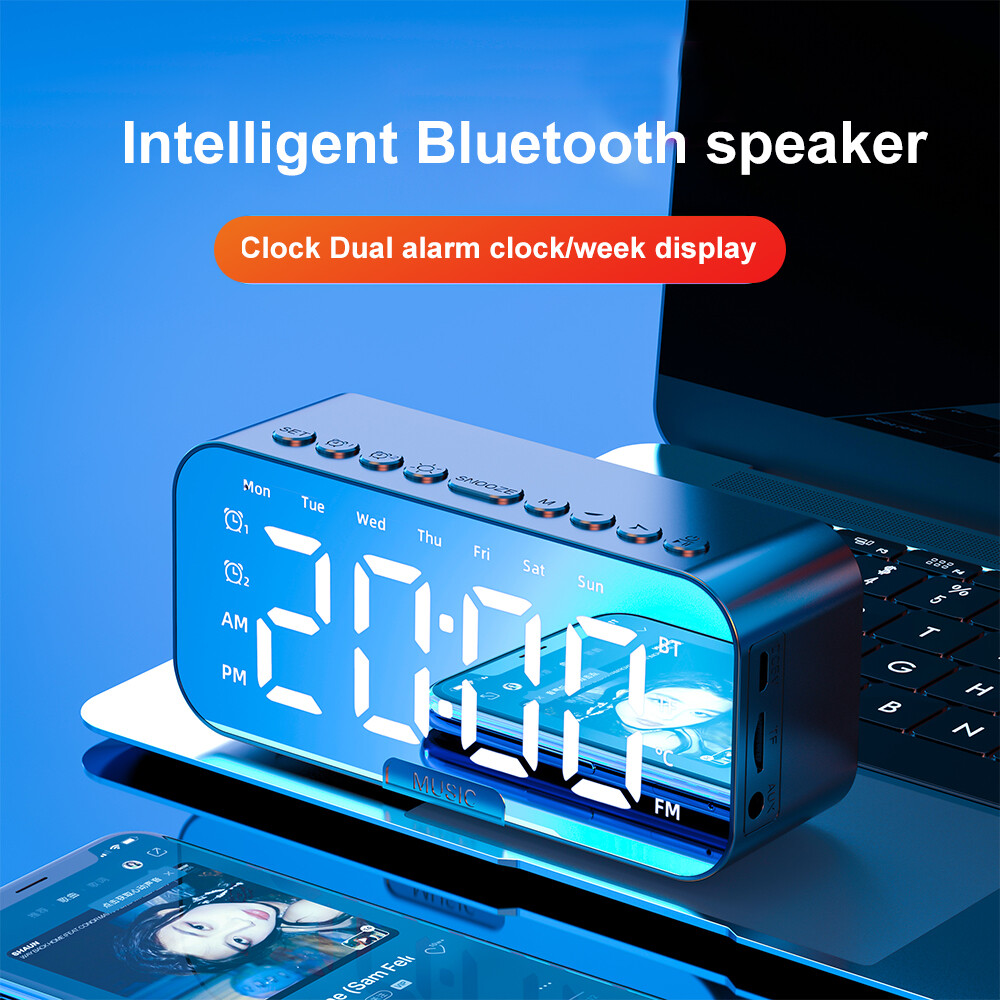 Wireless Bluetooth Speaker with Alarm Clock Stereo Bass USB/TF Card Capable USA gallery