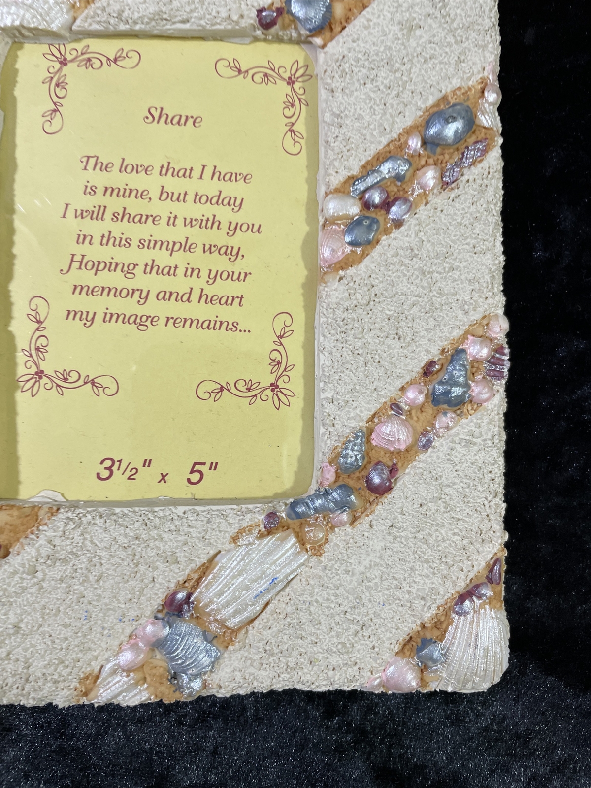 SEASHELL PICTURE FRAME w/Simulated Sand - Portrait or Landscape for 3.5 x 5" gallery