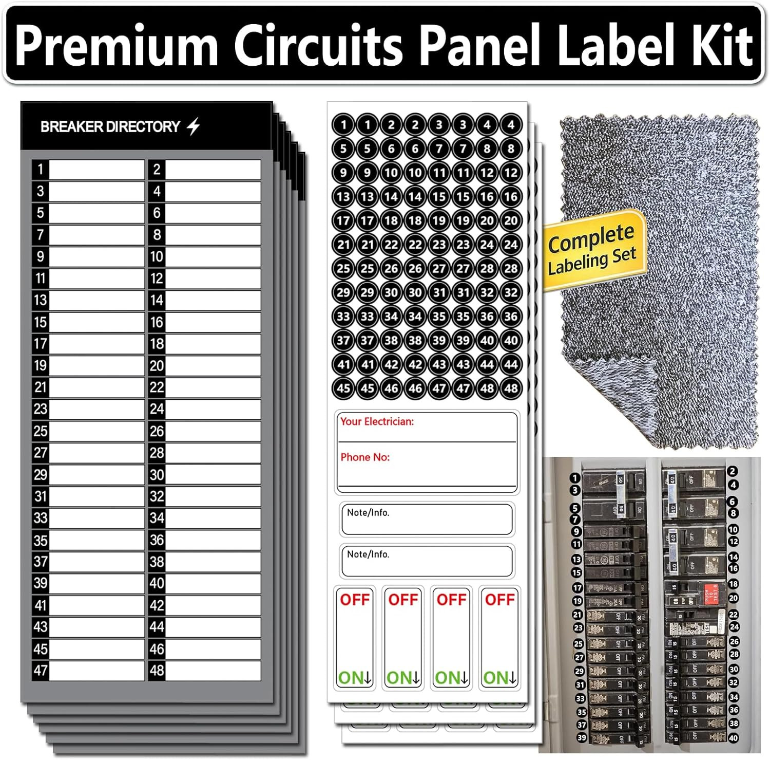 Electrical Panel Labels Kit � 48 Circuit Breaker Stickers, Premium Waterproof Ea gallery