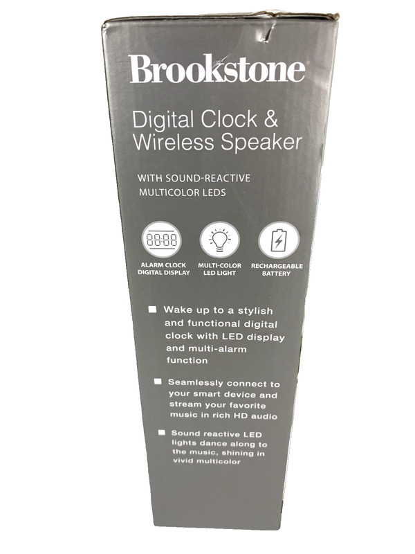 New Brookstone Digital Clock & Wireless Speaker BSARMCLKBK Unopened Sealed Box gallery