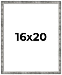 16×20 Frame Silver Grey Distressed Solid Wood Picture Frame | 0.75 Inch Moulding