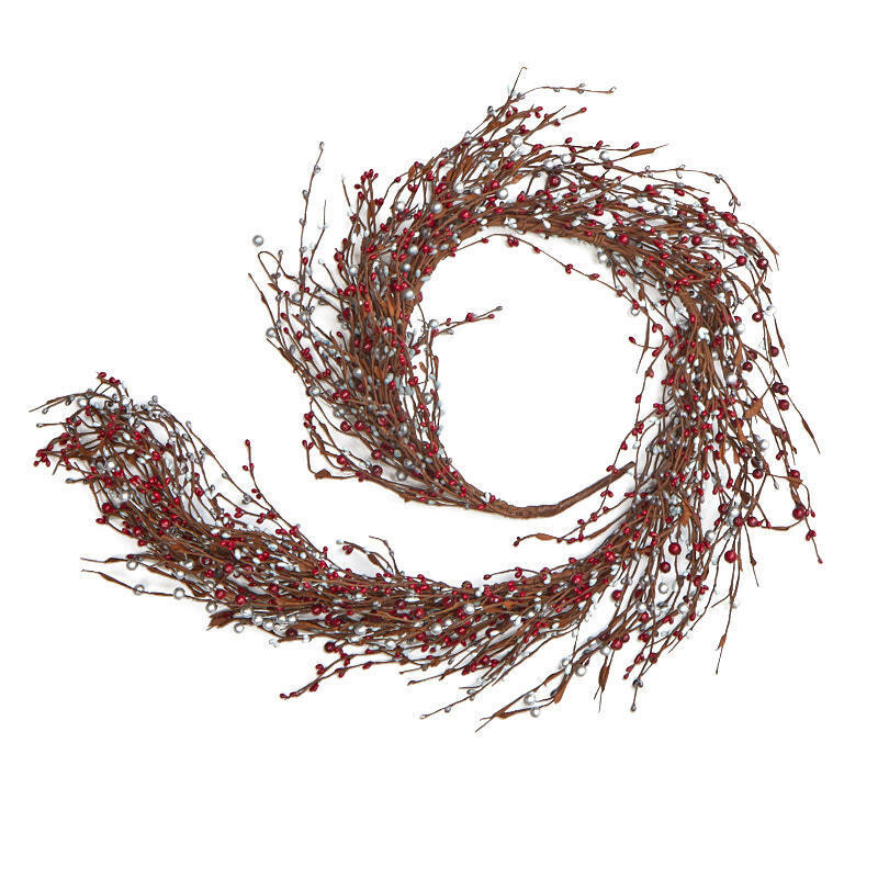 56" Silver, Gray, and Red Berry with Pip Berries Garland gallery