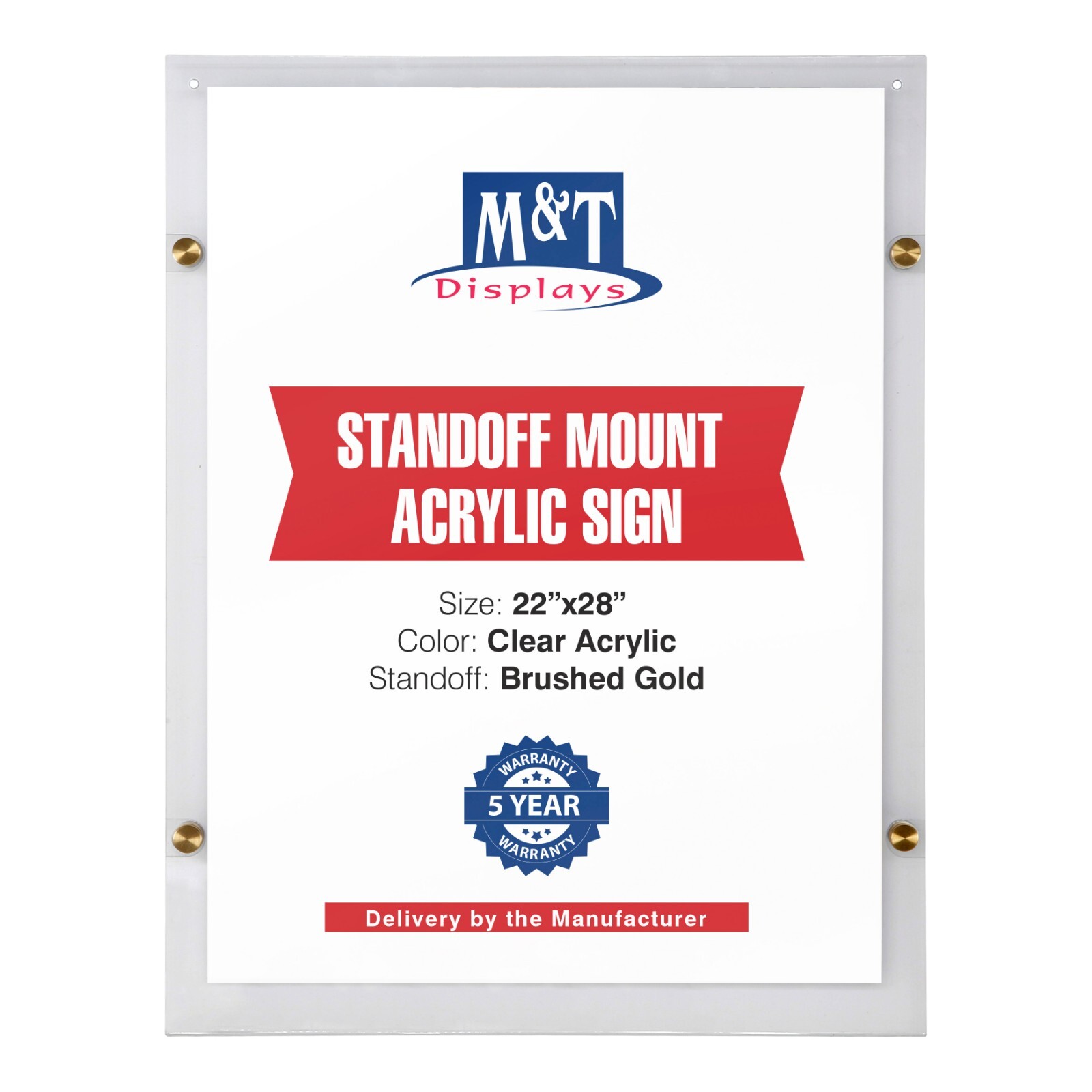 Clear Acrylic Floating Picture Frame with Brushed Gold Standoff Wall Mount gallery