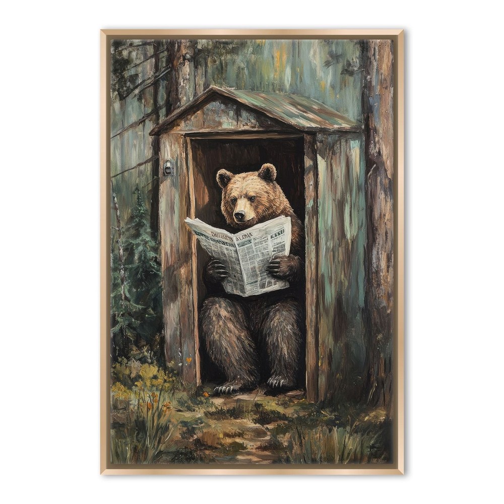 Funny Bear Bathroom Canvas Wall Art Extra Large Living Room Decor