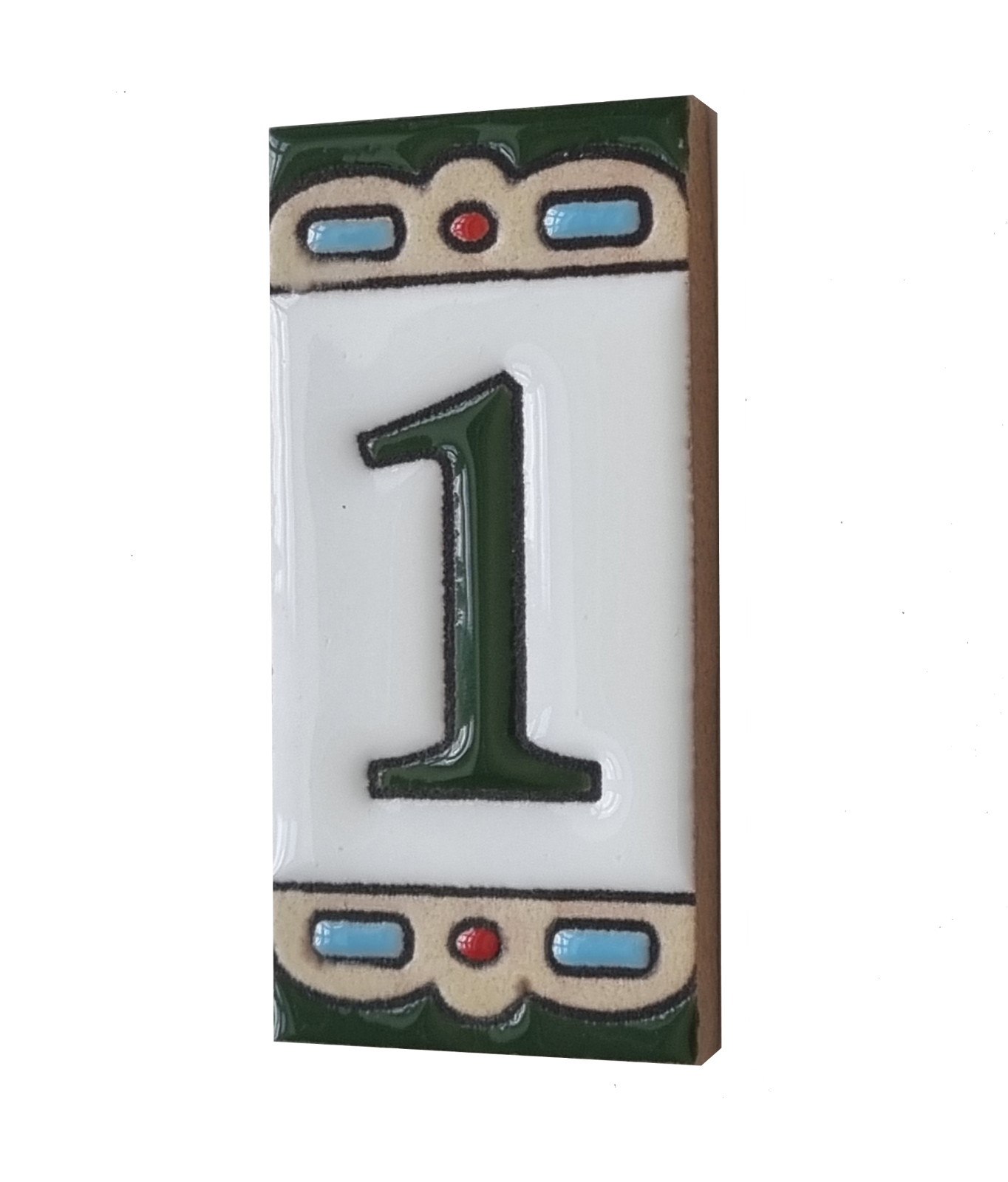 Ceramic Green Mini-Abstract House Number Address Tiles 7.5x3.7cm | Metal Frames gallery