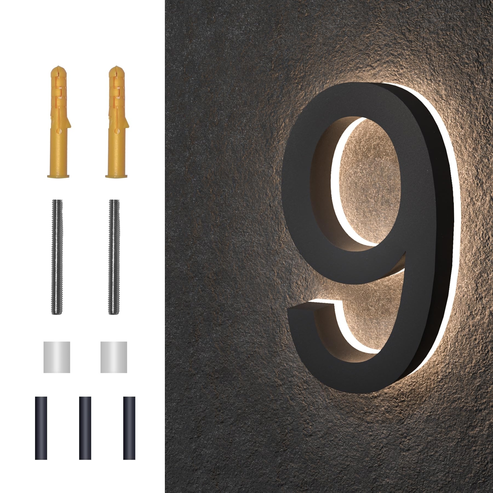 5 Inch Backlit LED House Numbers Waterproof Stainless Steel High Transparency... gallery