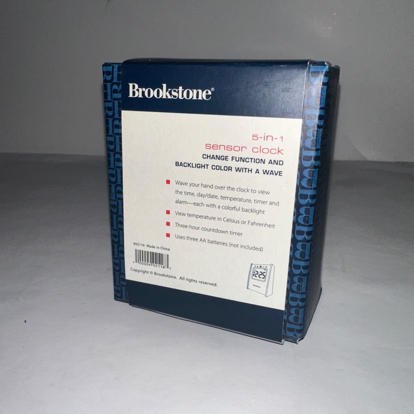 Brookstone 5 In 1 Sensor Clock Backlight Color Time Temp Day Date Timer Alarm gallery