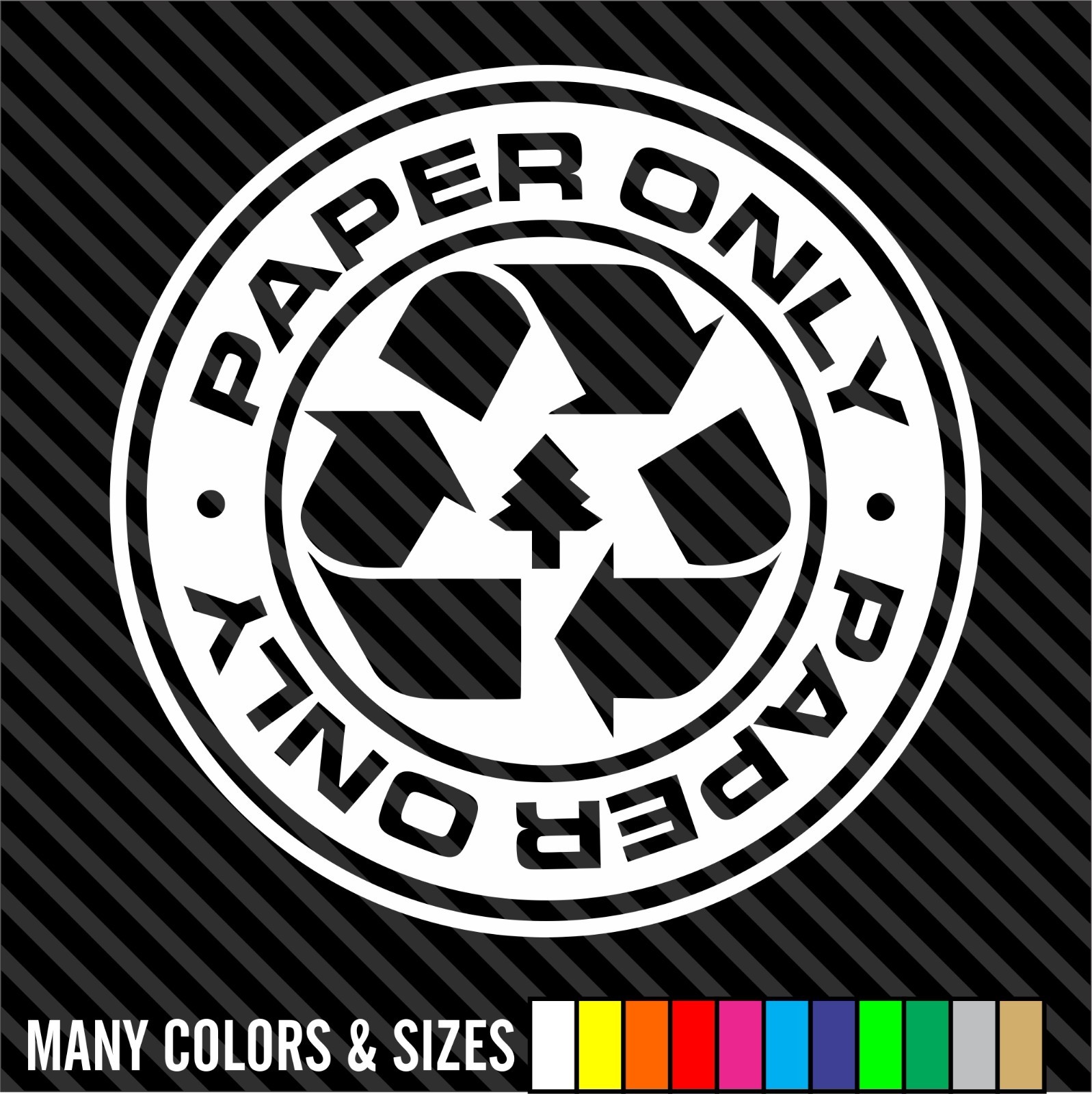 PAPER RECYCLING DECAL STICKER e-cycle - Home & Office Use! Choose Color/Size! gallery