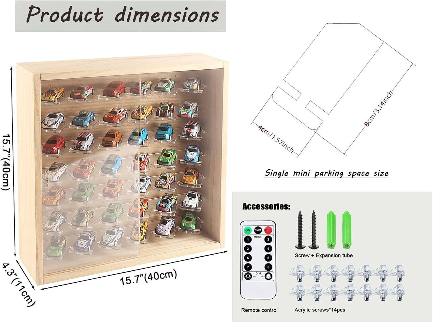 Lighted 7-Tier Wall-Mounted Display Case for 42 Diecast Cars gallery