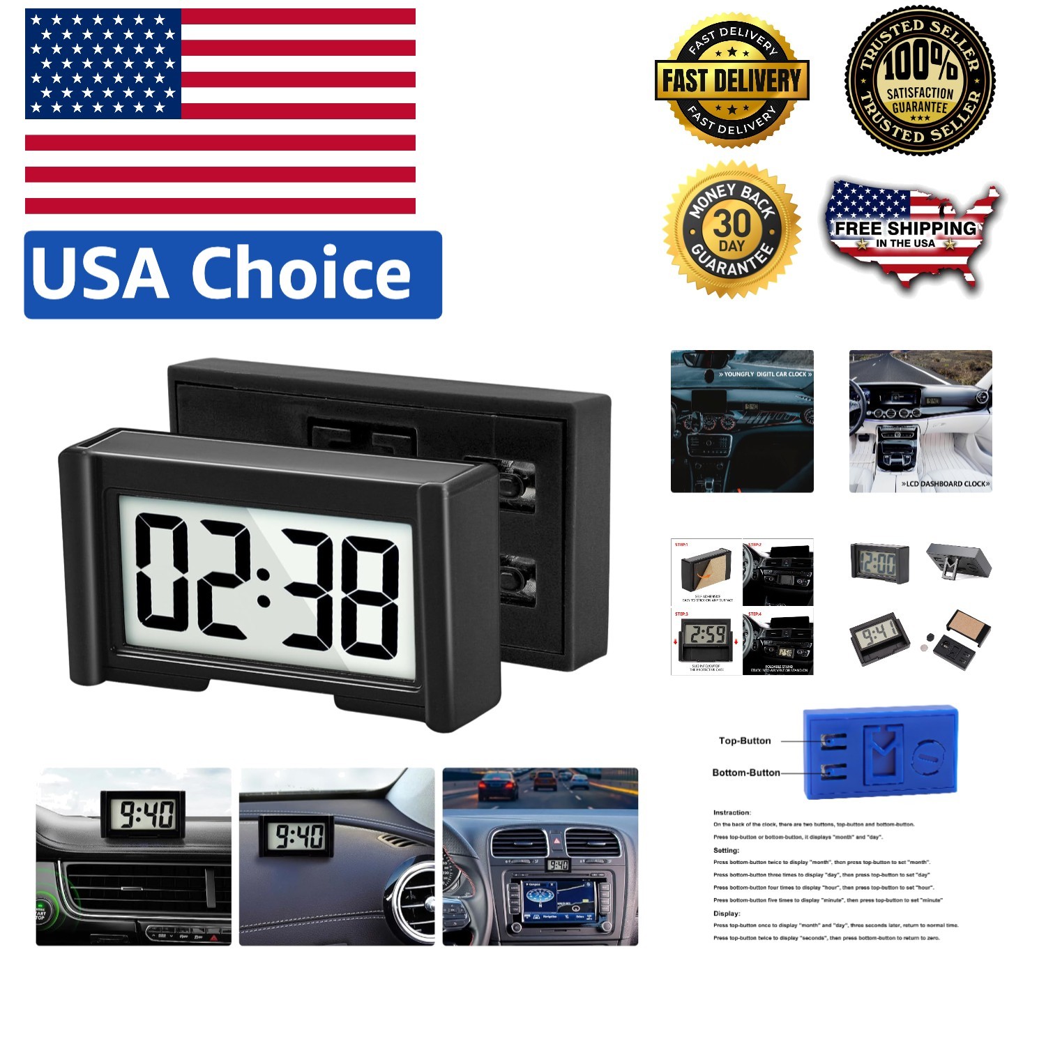 Small Digital Clock, Mini Car Dashboard Clock Battery Operated, Car Truck Dashbo gallery