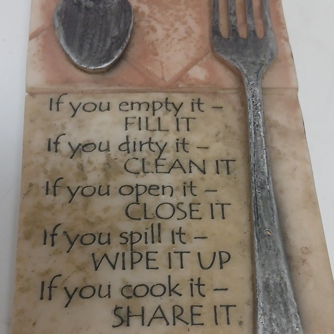 Kitchen Rules Decorative Plaque Resin Beige Silver Spoon Fork Wall Mounted gallery