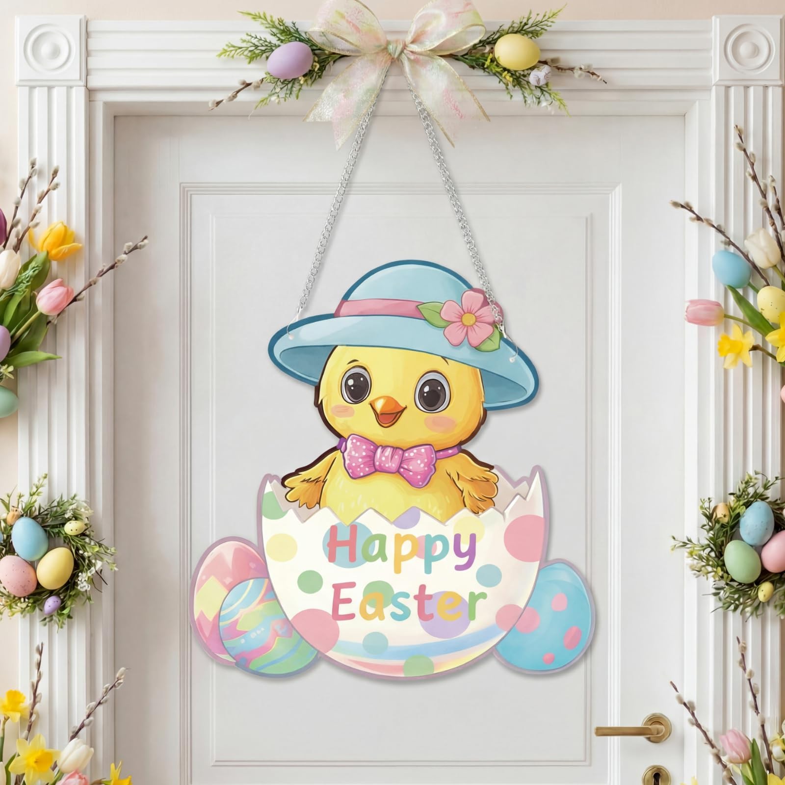 Easter Decorations Rabbit Sign Hanging Wall Decor Bunny Carrot Happy Easter D gallery