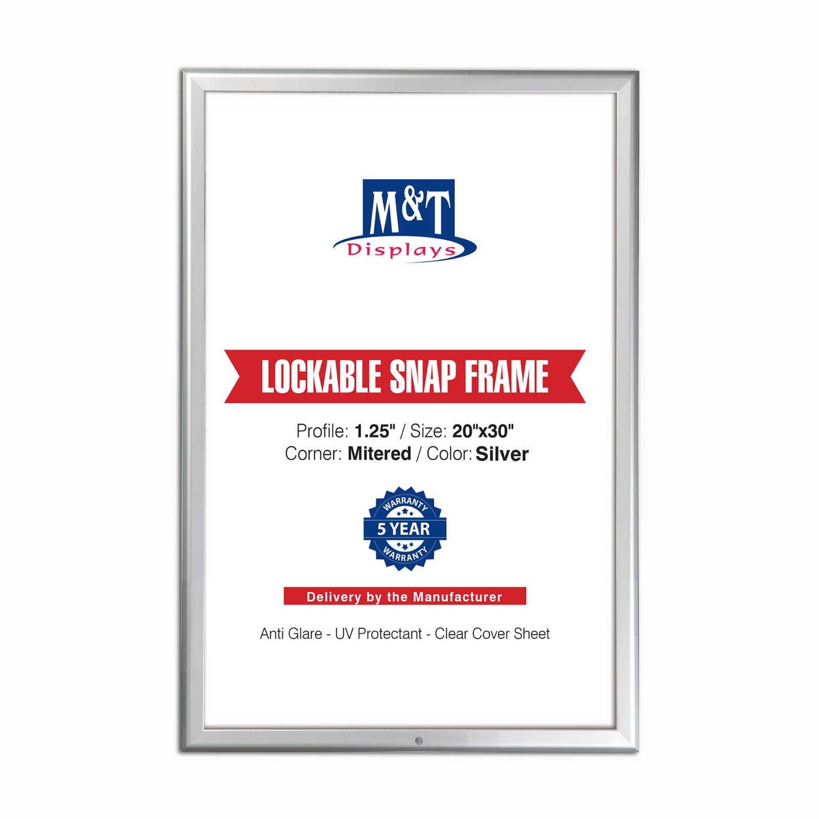 Lockable Snap Poster Frame 20x30 Silver Aluminum Front Loading Picture Photo gallery