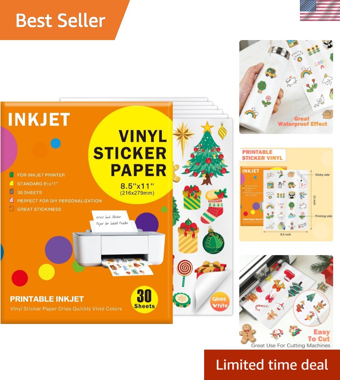 30 Sheets Printable Vinyl Sticker, Vinyl Glossy White Waterproof Sticker,Sui... gallery