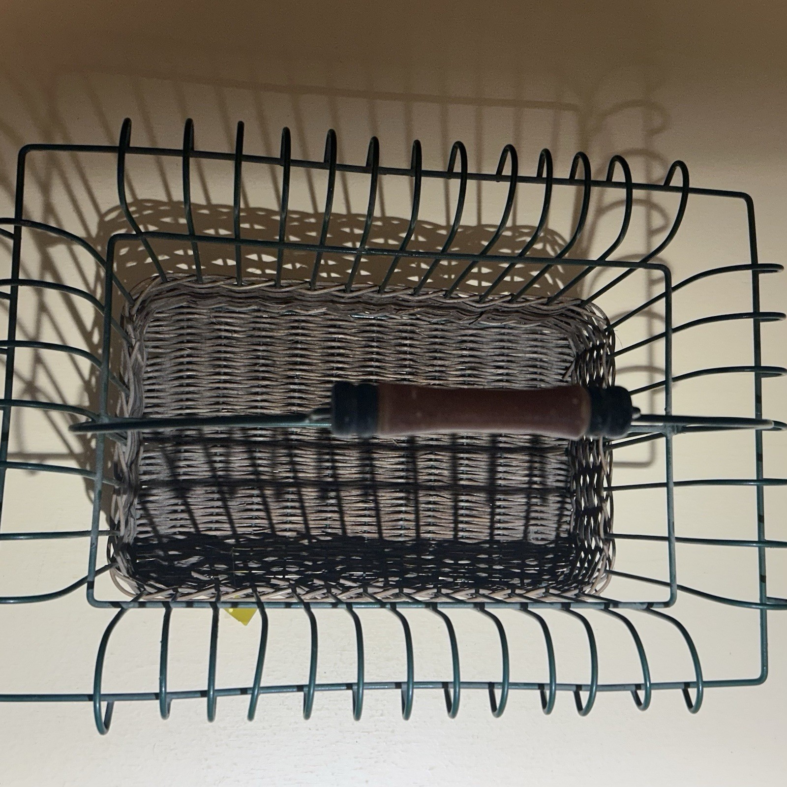Rectangular Decorative Basket Wire & Wicker w/ Wood Handle Brown/Green Medium gallery
