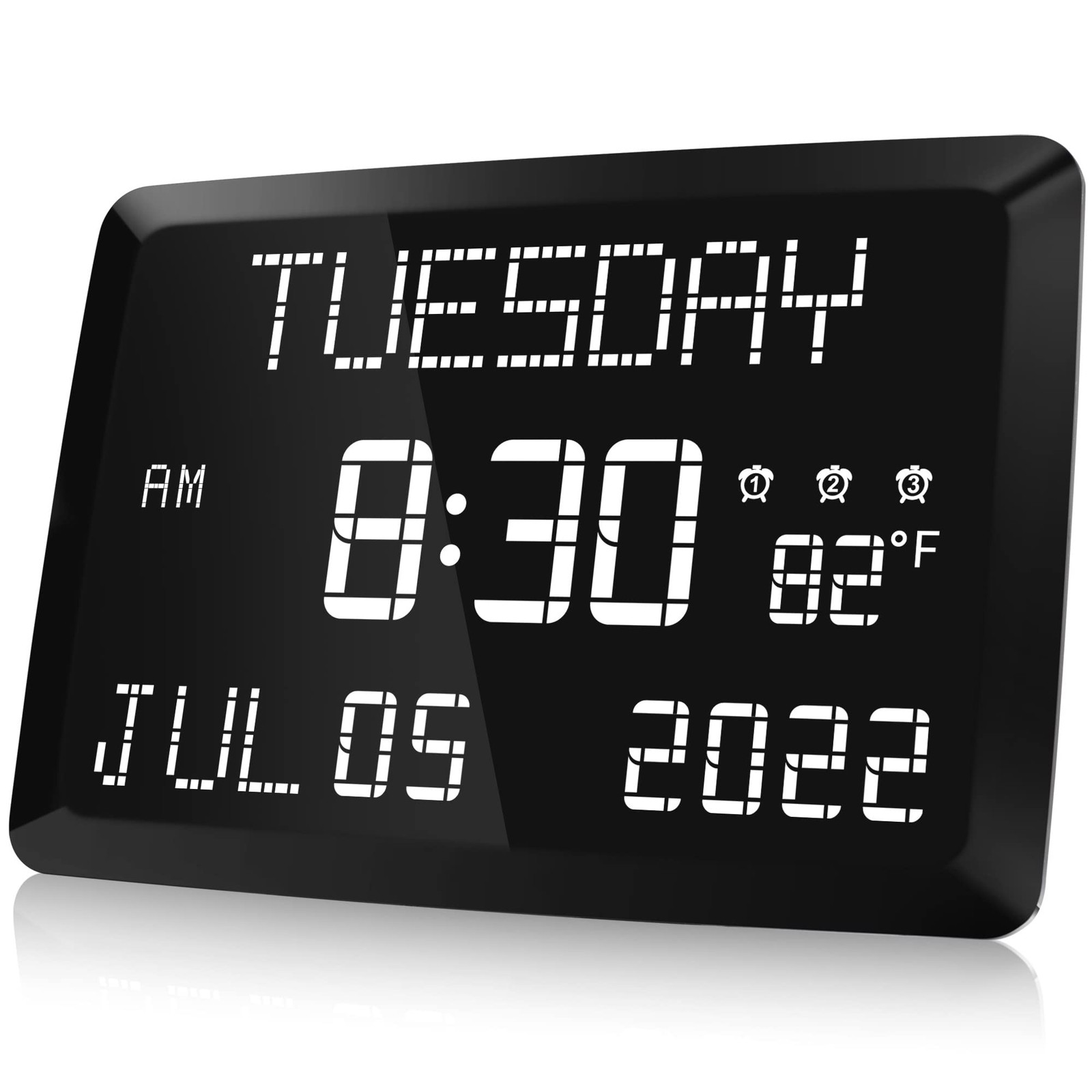 Digital Clock 11.5" Large Display Calendar with Day, Date, Temp, Snooze | H gallery