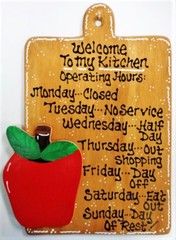 APPLE Kitchen Operating Hours SIGN Plaque Wood Wall Hanger Fruit Decor Country