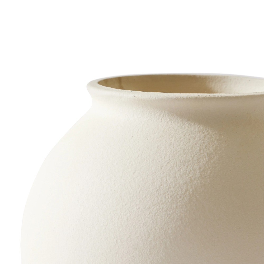 Matte Ceramic Round Vase, 5.9", Natural Beige White gallery