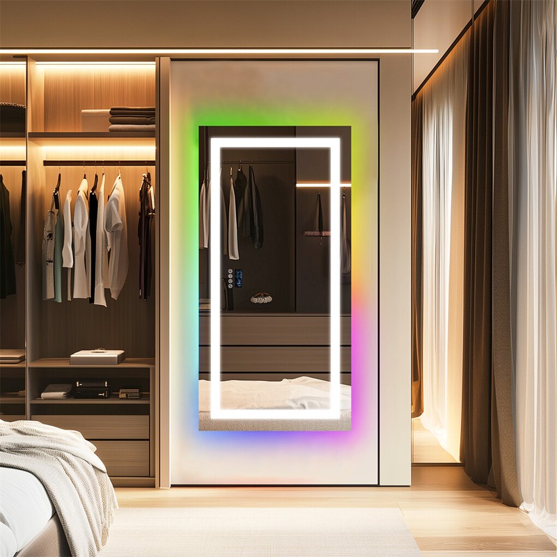 LUVODI Bluetooth LED Lighted Bathroom Mirror RGB Backlight Music Makeup Mirror gallery
