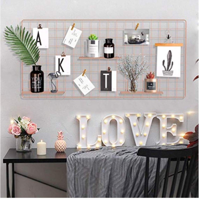 Multifunction Electroplated Bling Metal Mesh Grid Panel Wall Photo Artwork Di... gallery