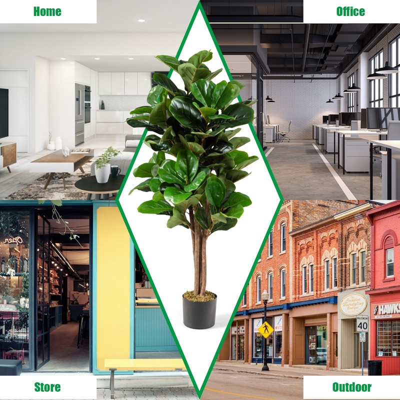 4ft Artificial Fiddle Leaf Fig Tree Indoor Outdoor Office Decorative Planter gallery