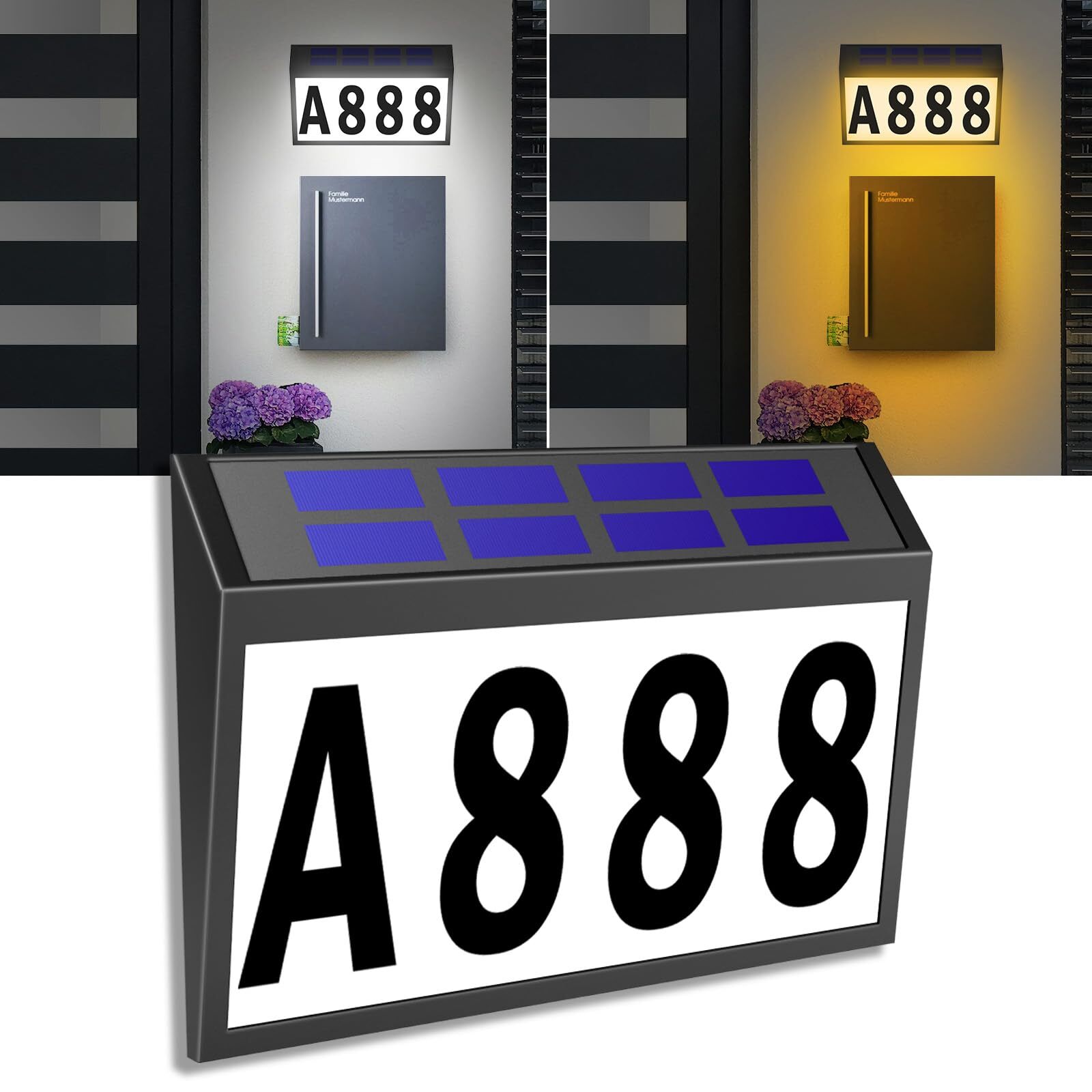 Solar Address Numbers Light Waterproof LED Solar Powered Mailbox Street Yard gallery