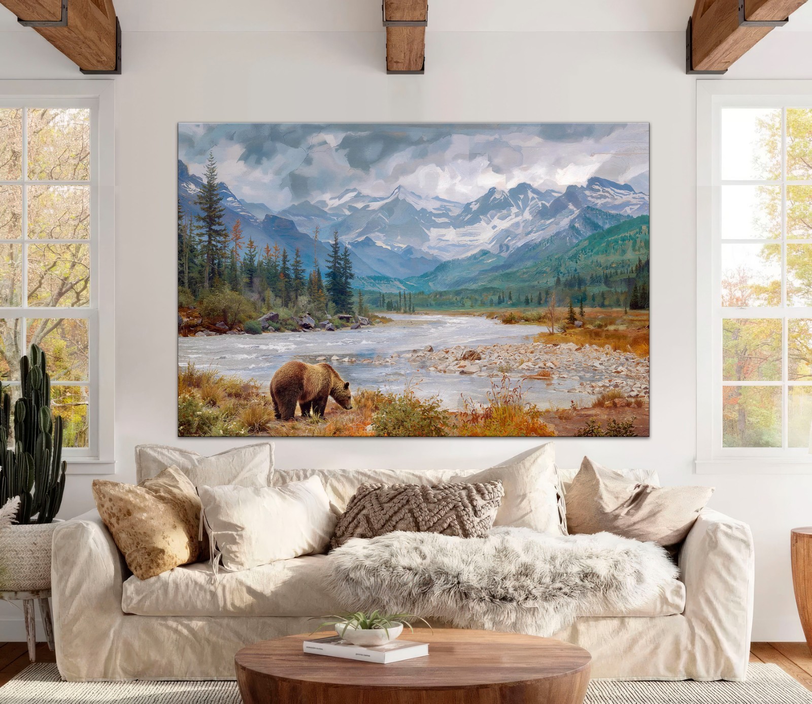 Grizzly Bear Canvas Print, Rustic Mountain Wall Decor, Glacier National Park Art gallery