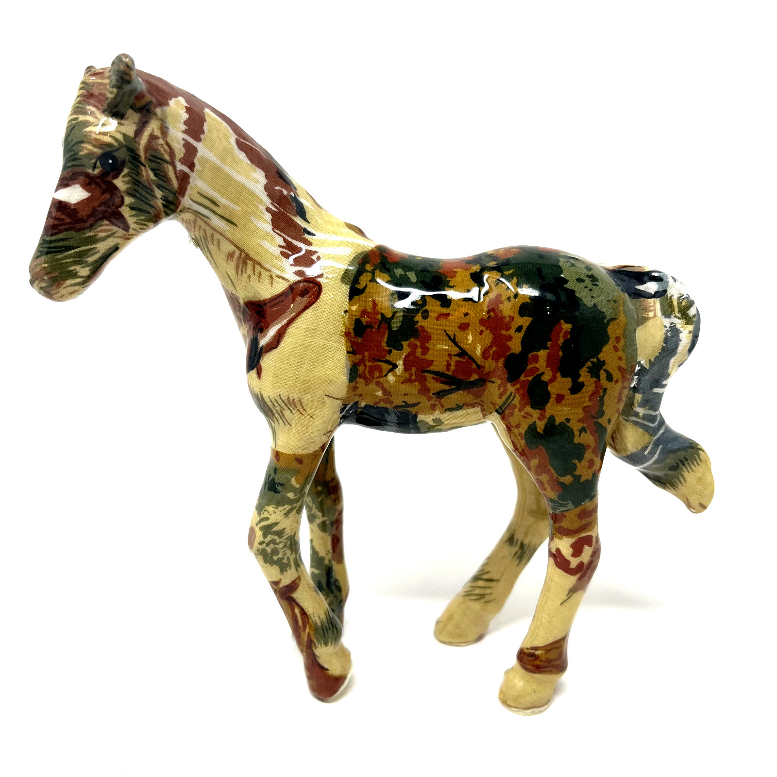 Medium Resin stallion Horse Statue compozition material with fabric decoupage 4 gallery