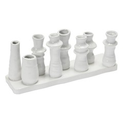 Stoneware Multi 8 Sections Vase, 11 L x 3 W x 5 H, White, AH2448, Floral
