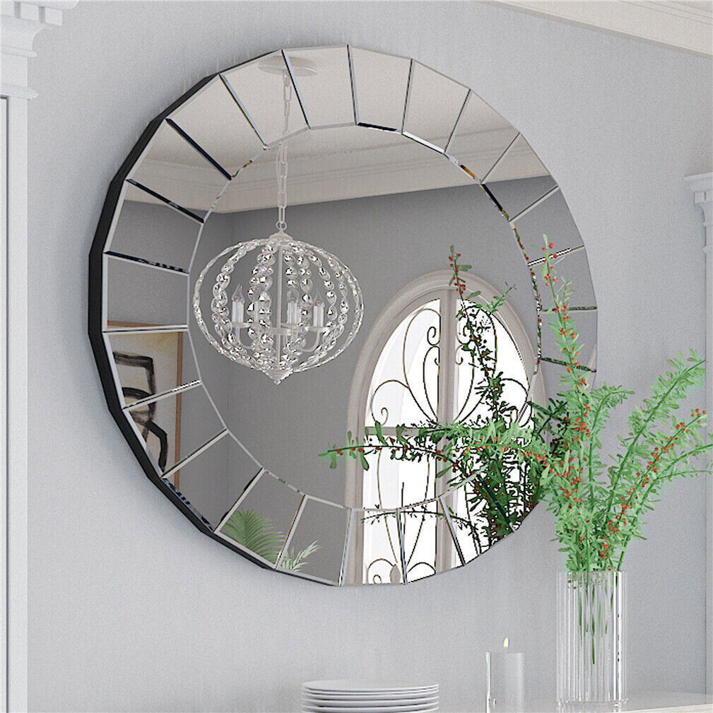32" Round Wall Mounted Decorative Mirrior Entryway Bathroom Hanging Wall Mirrors gallery