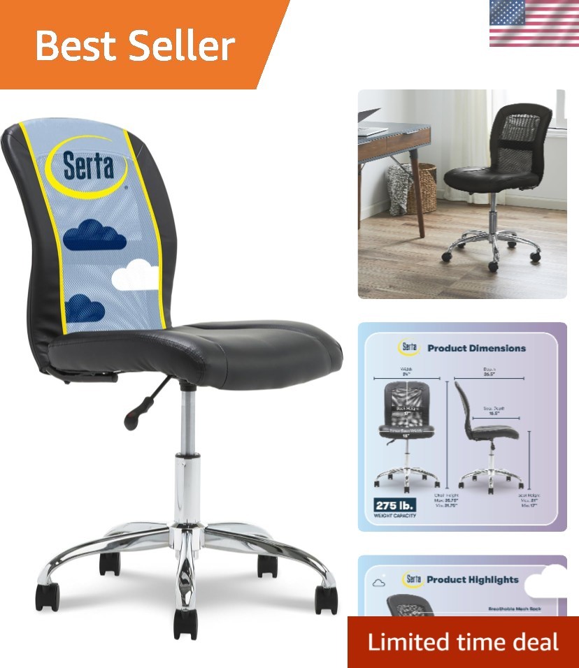 Essential Armless TaskChair, Small Desk Chairs with Wheels, Breathable Mesh B... gallery
