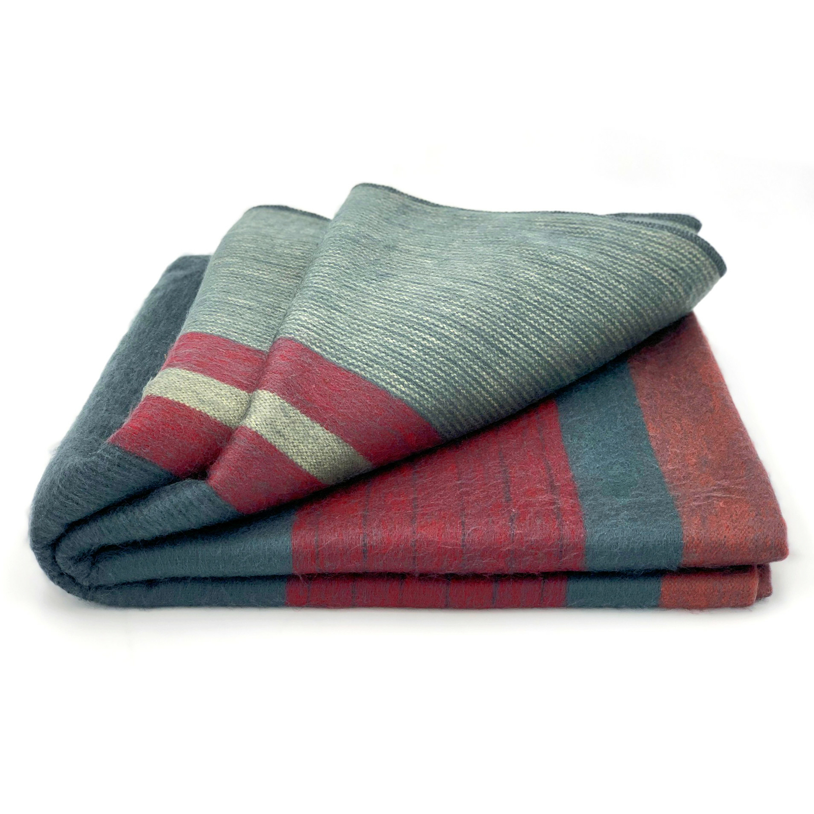 SOFT & WARM STRIPED ALPACA LLAMA WOOL BLANKET CARBON RED 98"x67" QUEEN gallery