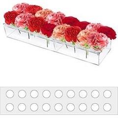 Clear Acrylic Flower Vase Rectangular 16 Hole Low Profile Dining Table Decor New