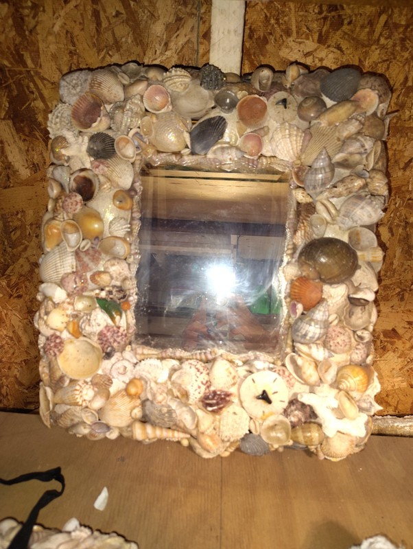 Handmade Shell Framed Square Multicolor Accent Mirrors Set Less Than 10in Each gallery