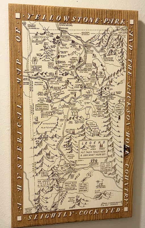 YELLOWSTONE SOLID WOOD FUN ENGRAVED MAP/WALL ART - JH Listed Separately-Unique! gallery